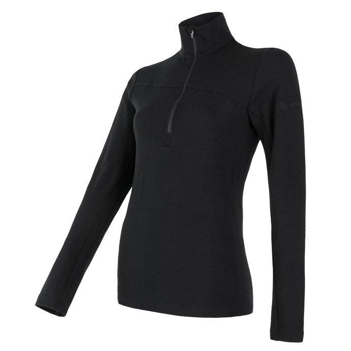 SENSOR MERINO EXTREME women's long sleeve zipped shirt black