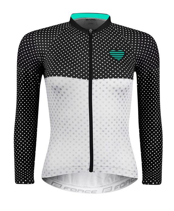 FORCE POINTS women's long. sleeve, black-white-turquoise