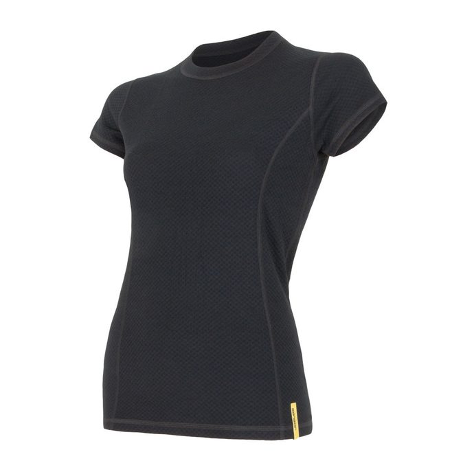 SENSOR MERINO DF women's T-shirt neck sleeve black