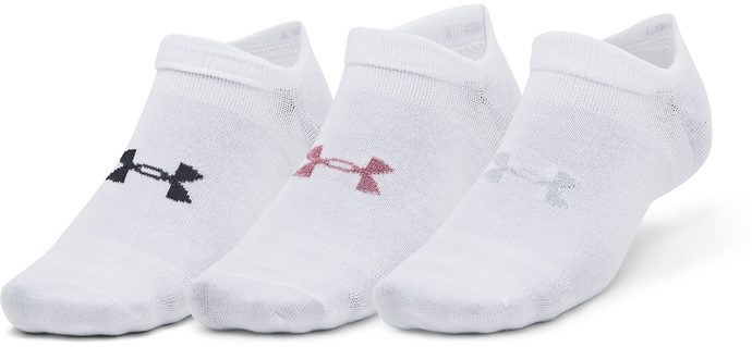 UNDER ARMOUR Essential No Show 3pk, White / White / Pink Elixir