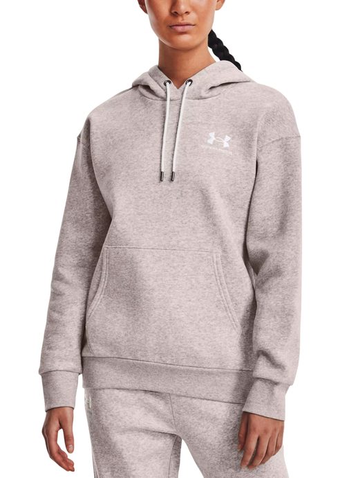 UNDER ARMOUR Essential Fleece Hoodie, Gray/white