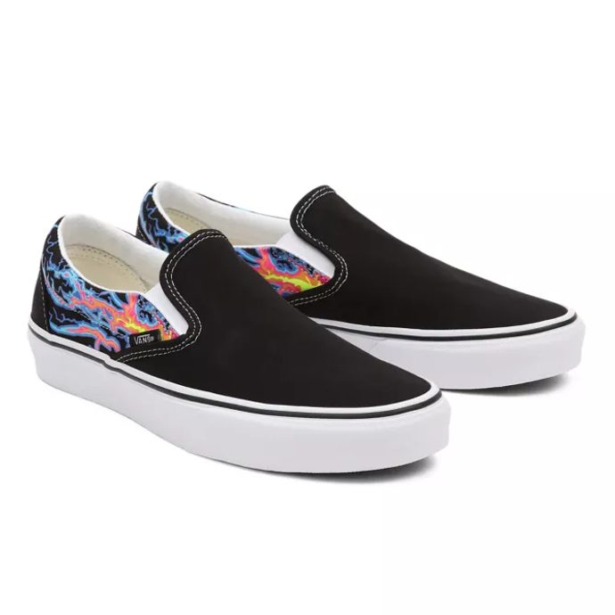 Tênis Vans Slip-On Black Flame True White