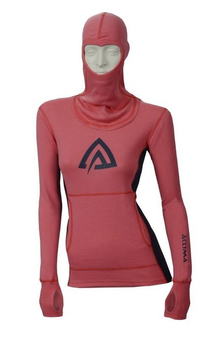 ACLIMA WarmWool Hood Sweater, Calypso Coral/Peacoat Woman