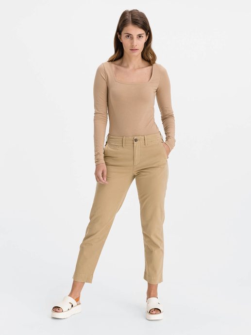 GAP 542685-03 Kalhoty straight khaki high rise Béžová