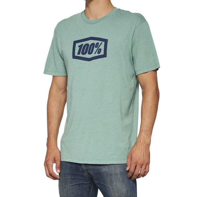 100% ICON Short Sleeve Tee Ocean Blue Heather