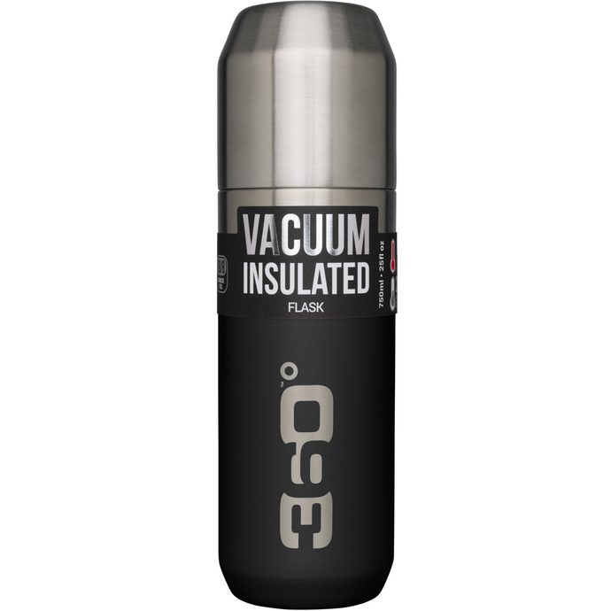 360° 360° Vacuum Insulated Stainless Flask With Pour Through Cap 750ml, Black