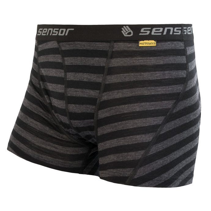 SENSOR MERINO ACTIVE men's shorts black/dark grey stripes