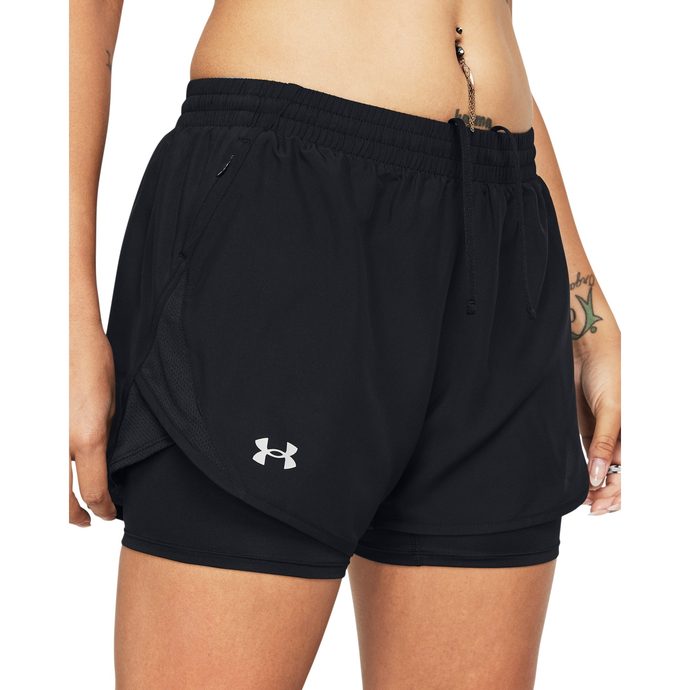 UNDER ARMOUR Fly By 2in1 Short, Black / Black / Reflective