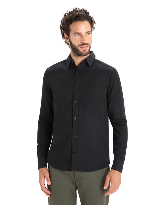 ICEBREAKER M Steveston LS Shirt, BLACK