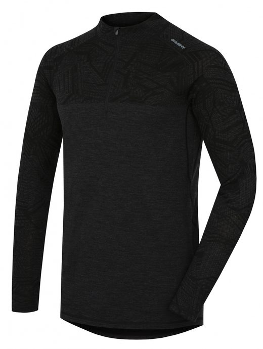 Men's turtleneck with zip to neck black - Merino thermal underwear - HUSKY  - 49.07 €