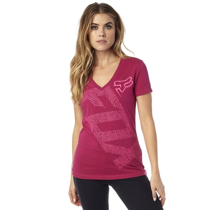 FOX Angled V Neck Ss Tee Burgundy - tričko