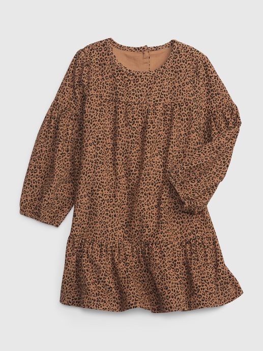 GAP 453624-00 Dětské šaty se vzorem leopard Hnědá