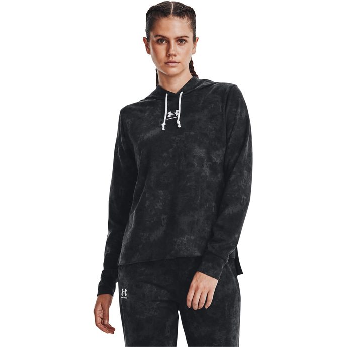 UNDER ARMOUR Rival Terry Print Hoodie, Black