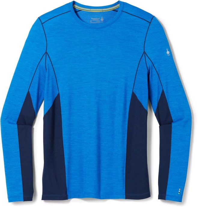 SMARTWOOL M MERINO SPORT LONG SLEEVE CREW, laguna blue-deep navy