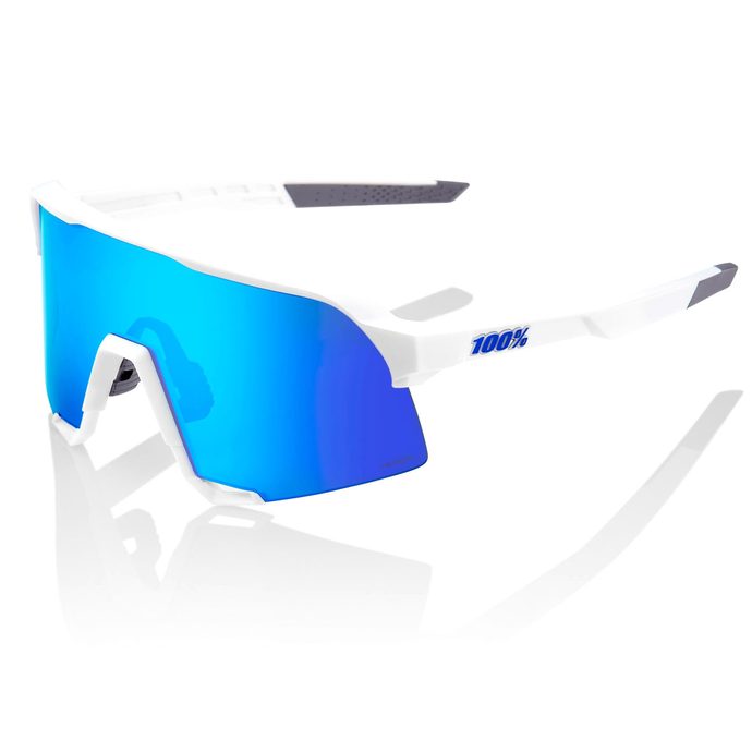 100% S3 - Matte White - HiPER Blue Multilayer Mirror Lens