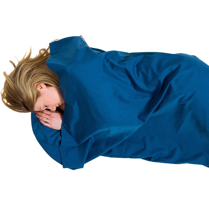 LIFEVENTURE Polycotton Sleeping Bag Liner; navy; rectangular