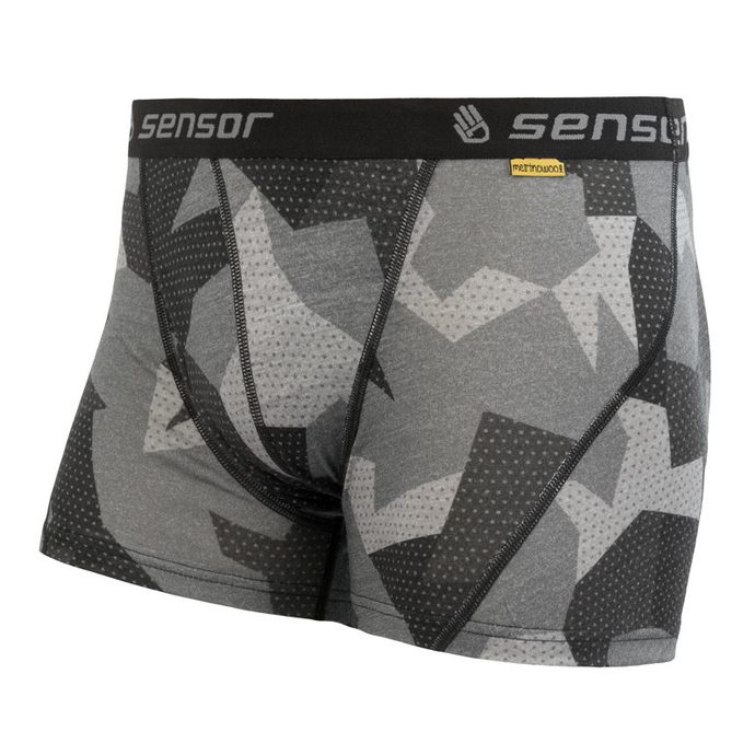 SENSOR MERINO IMPRESS pánské trenky černá camo