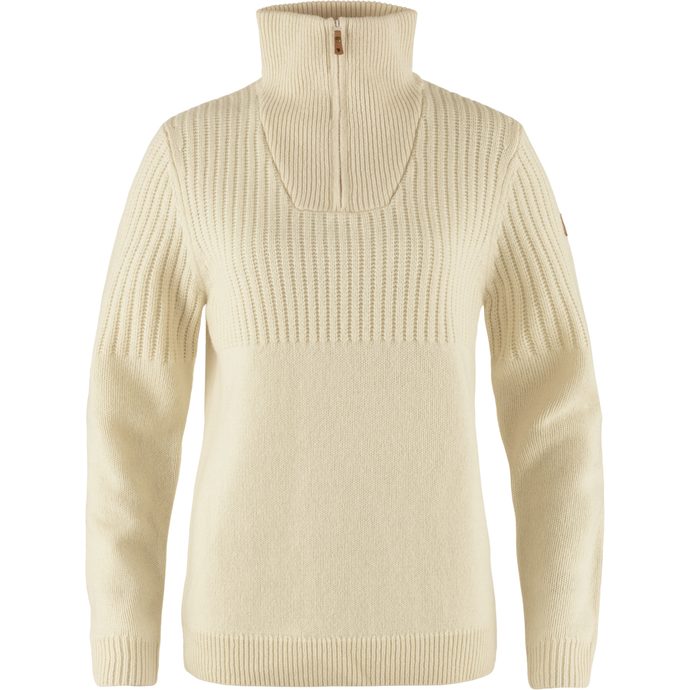 FJÄLLRÄVEN Övik Half Zip Knit W, Chalk White