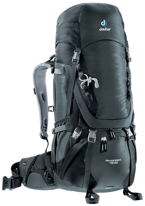 DEUTER Aircontact 45 + 10 granite-black - turistický batoh