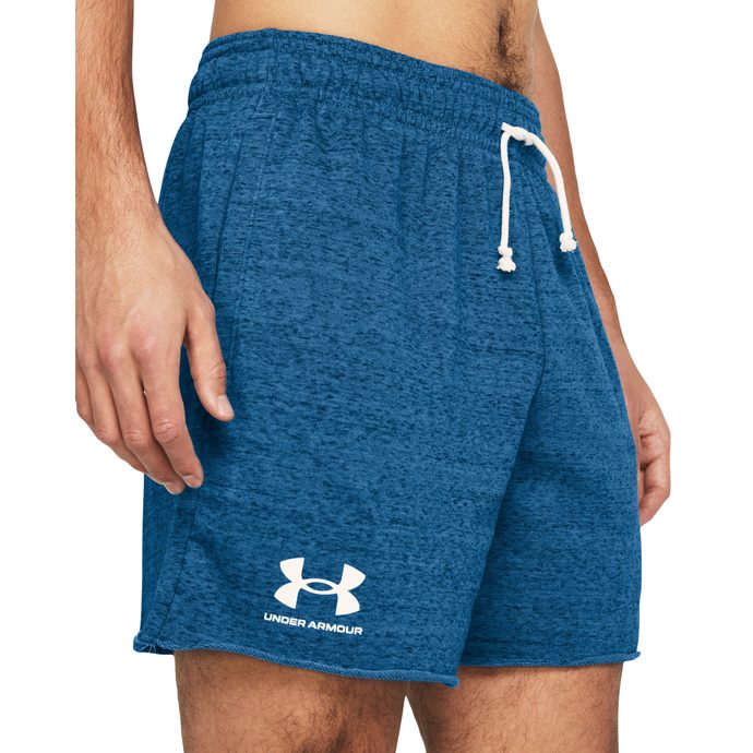UNDER ARMOUR Rival Terry 6in Short, Photon Blue / Onyx White