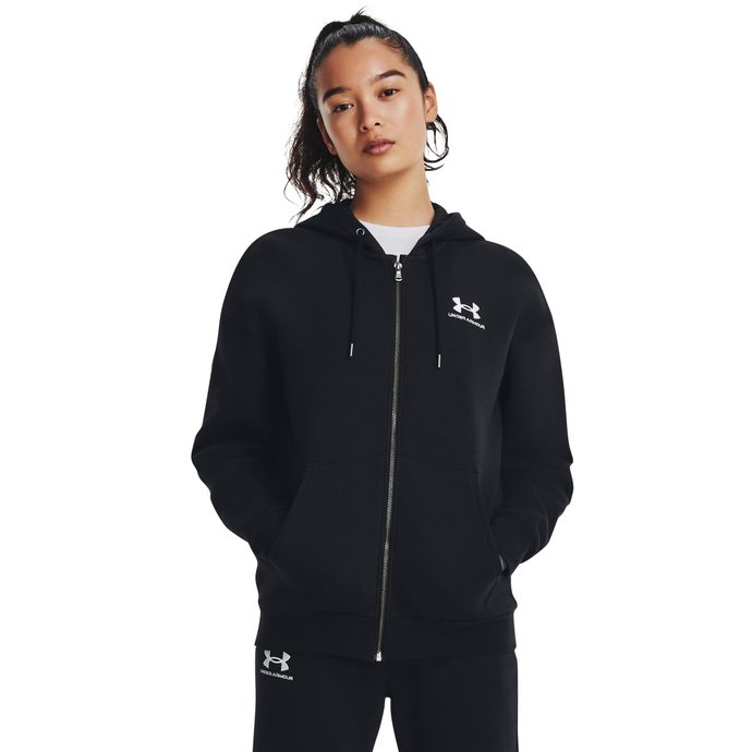 UNDER ARMOUR Essential Fleece FZ, Black / White