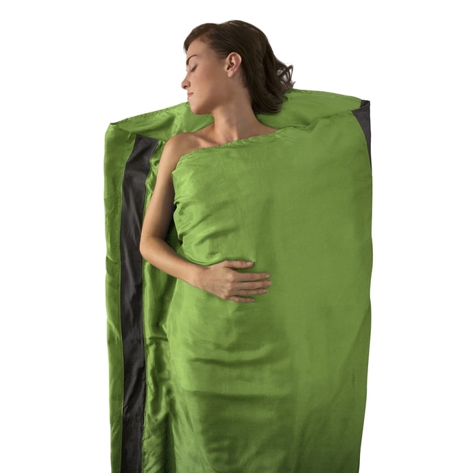 SEA TO SUMMIT Silk Liner with STRECH PANEL LONG (Rectangular) green