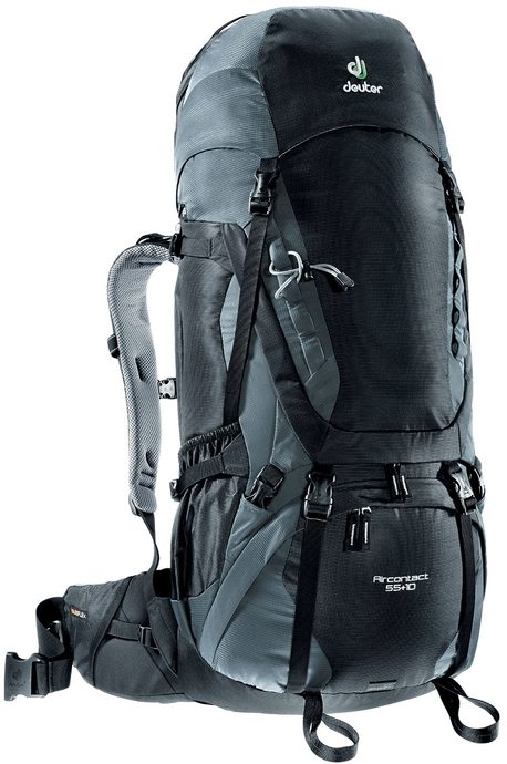 DEUTER Aircontact 55 + 10 black-titan - turistický batoh