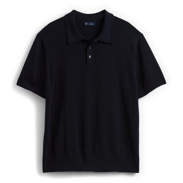 GAP 889774-01 Polo svetr s krátkým rukávem Tmavě modrá
