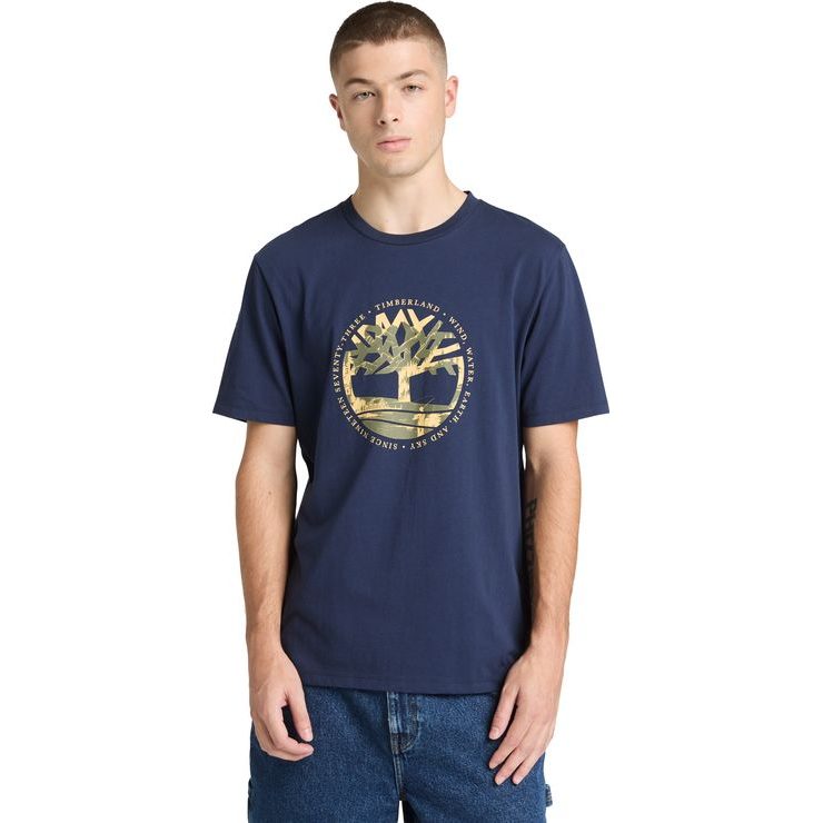 TIMBERLAND Tree Logo Lake House Graphic Tee Peacoat