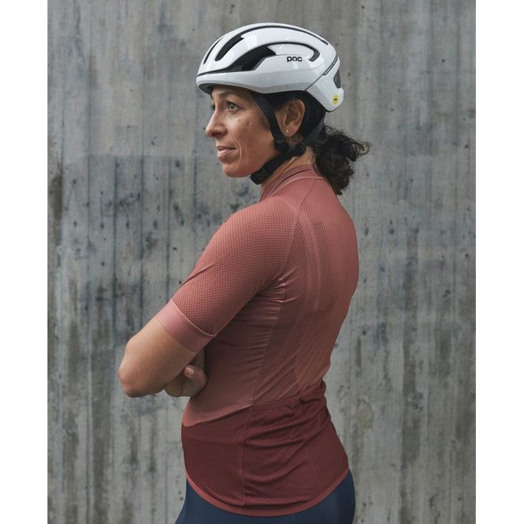 POC W's Essential Road Logo Jersey Himalayan Salt/Garnet Red