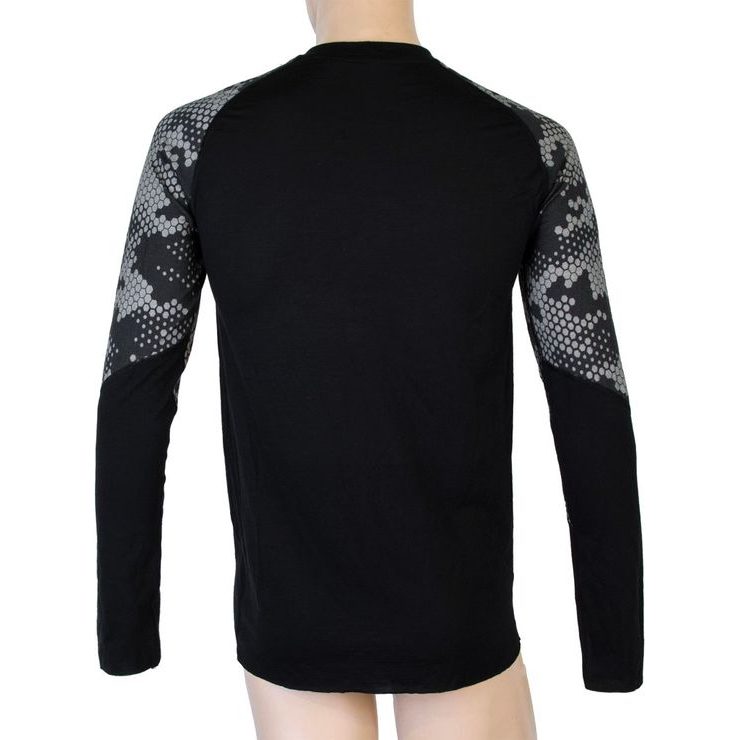 SENSOR MERINO IMPRESS pánské triko dl. rukáv černá/honeycomb