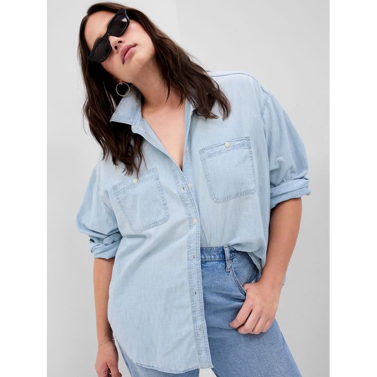 GAP 797179-00 Džínová košile oversize Modrá