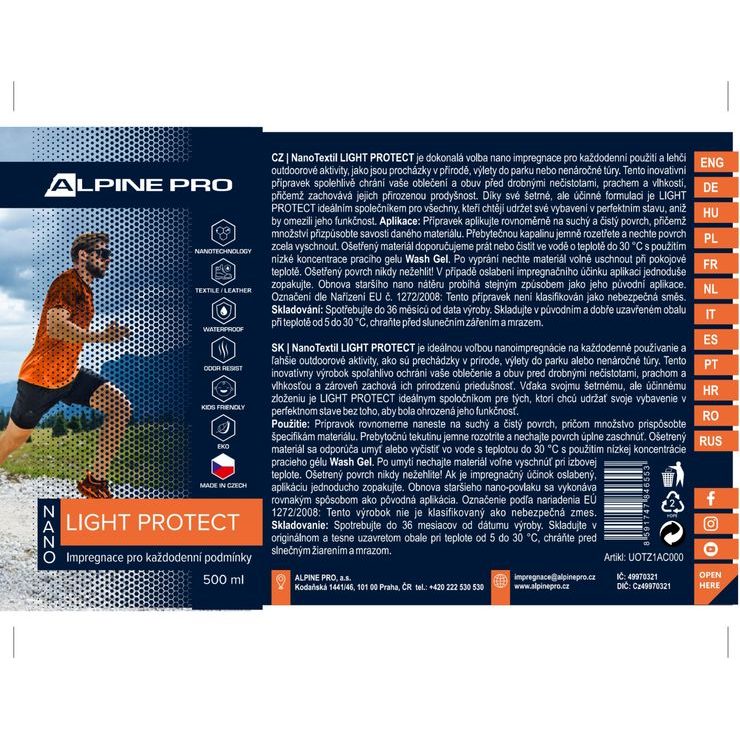 ALPINE PRO NANO TEXTIL LIGHT PROTECT 500 ML white