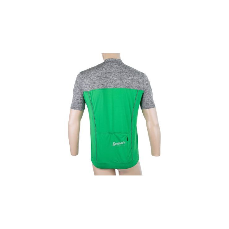 SENSOR CYKLO MOTION pánský dres kr.rukáv celozip, šedá/zelená