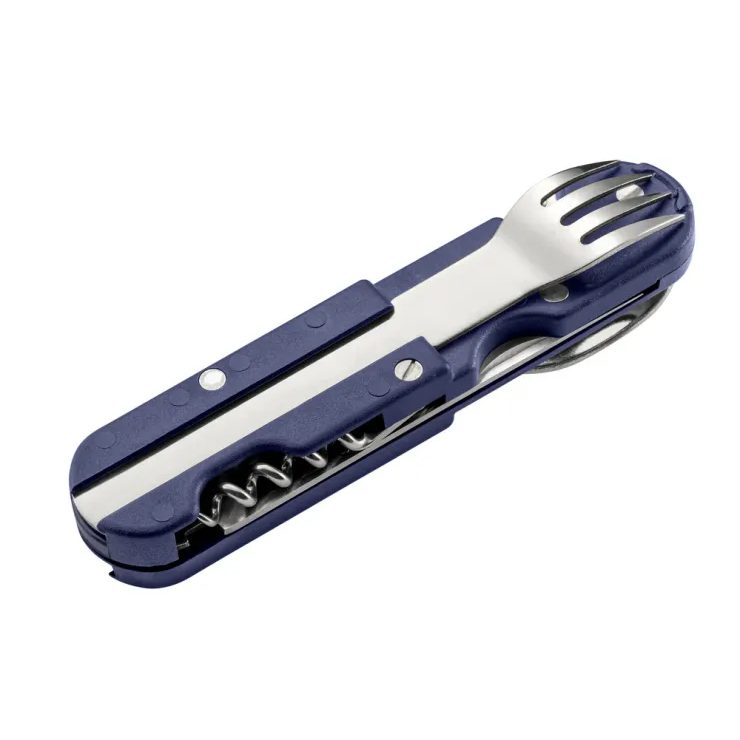 TB OUTDOOR BIVOUAC BLUE HANDLE - TEXTILE POUCH - FORK and SPOON