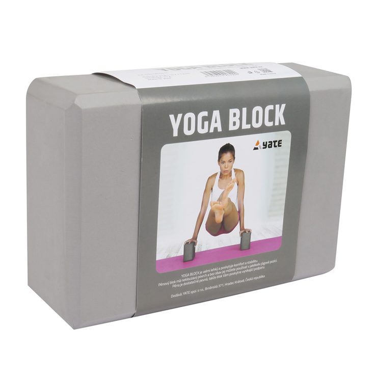 YATE YOGA Block - 22,8x15,2x7,6 cm šedý