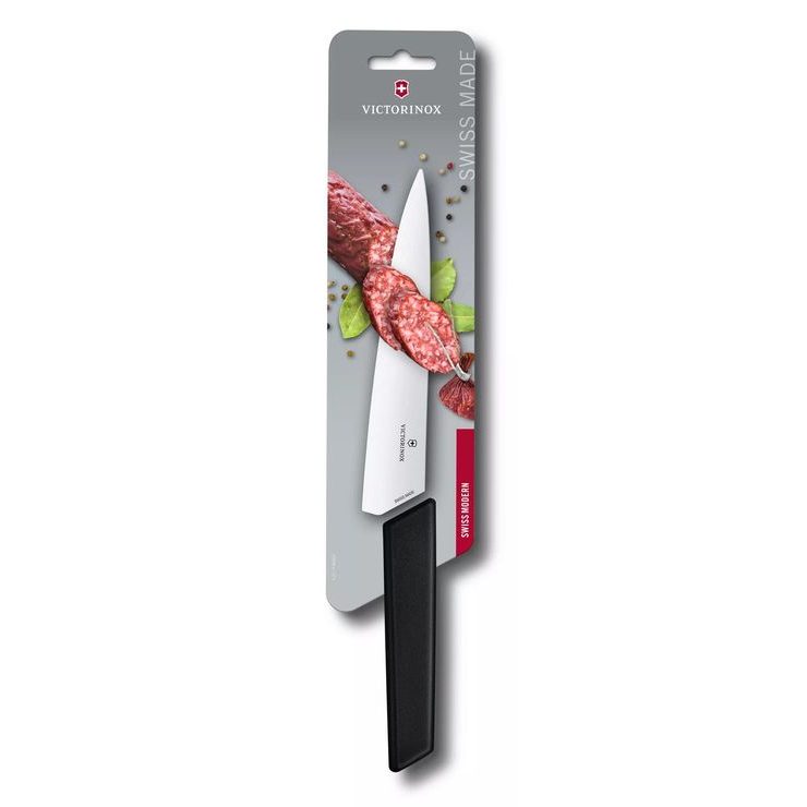 VICTORINOX Swiss Modern, carving knife, 19 cm, straight, black, blister
