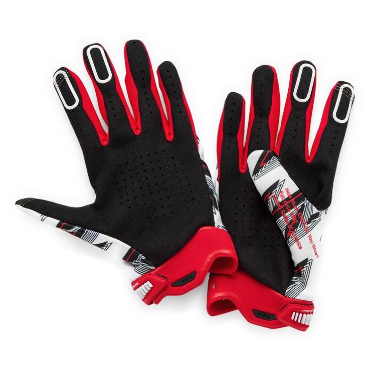 100% RIDEFIT Gloves White/Red