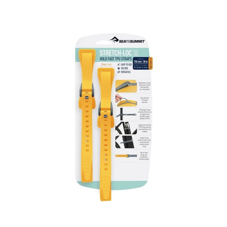 SEA TO SUMMIT Stretch-Loc 30 - 20mm x 750mm 2 Pack , Yellow