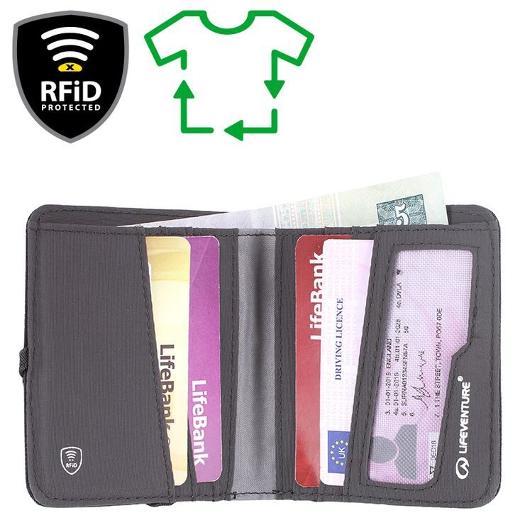 LIFEVENTURE RFiD Compact Wallet Recycled grey