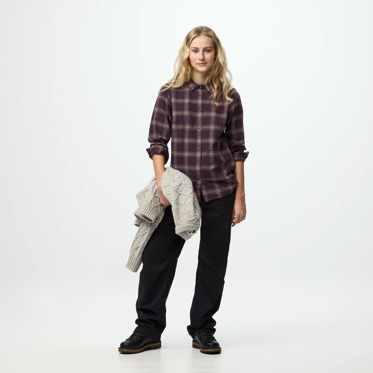 FJÄLLRÄVEN Övik Classic Flannel Shirt W Black Oak-Dark Violet