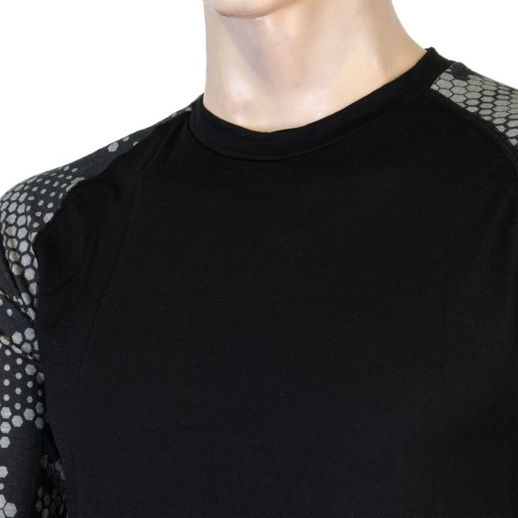 SENSOR MERINO IMPRESS pánské triko dl. rukáv černá/honeycomb