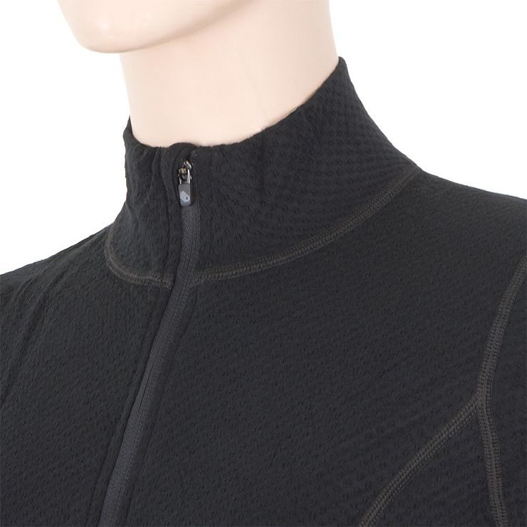 SENSOR MERINO DF dámské triko dl.rukáv zip černá