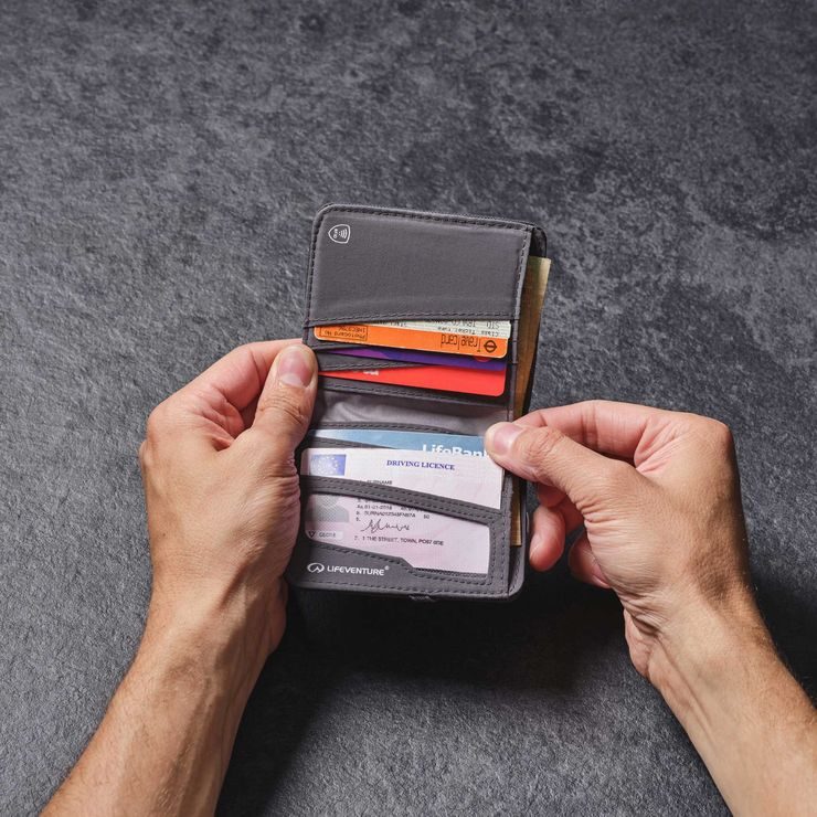 LIFEVENTURE RFiD Compact Wallet Recycled grey