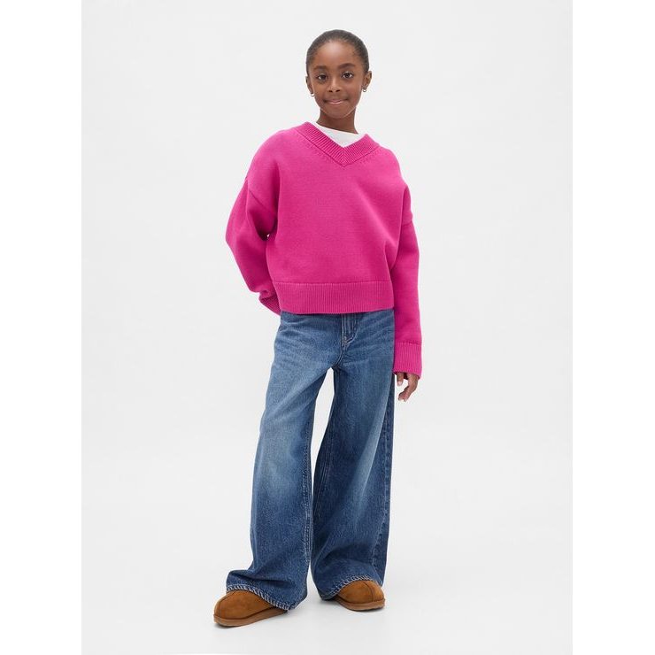 GAP 817666-03 Dětský oversize svetr Růžová