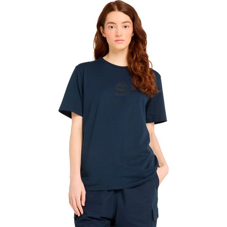 TIMBERLAND Print Stack Logo Short Sleeve Tee Dark Sapphire
