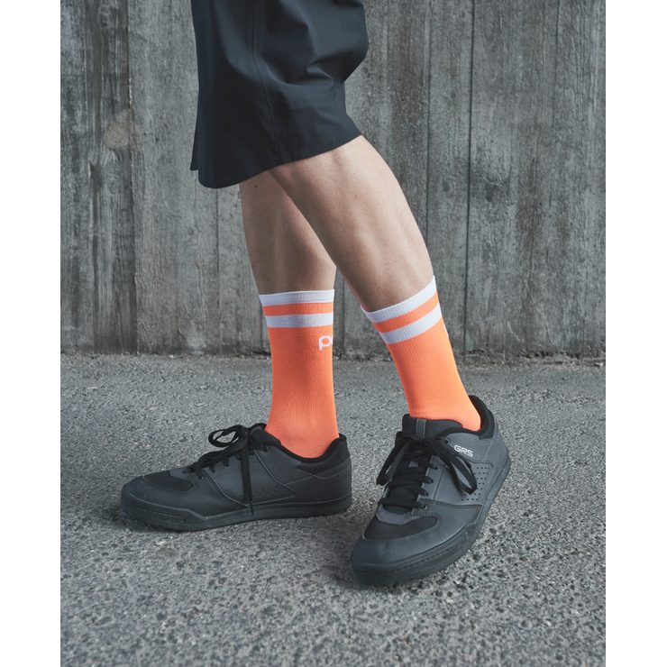 POC Lure MTB Sock Long Zink Orange/Hydrogen White