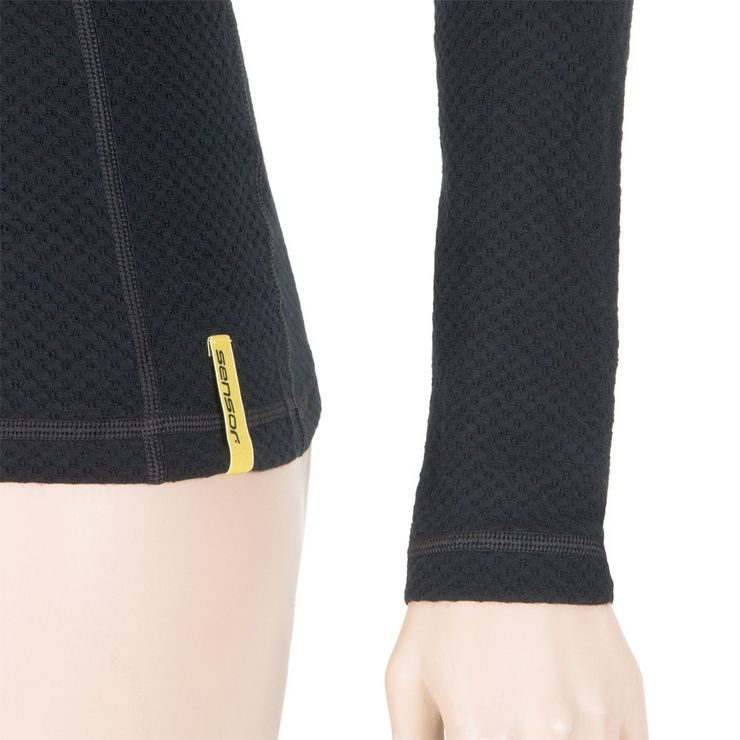 SENSOR MERINO DF dámské triko dl.rukáv zip černá