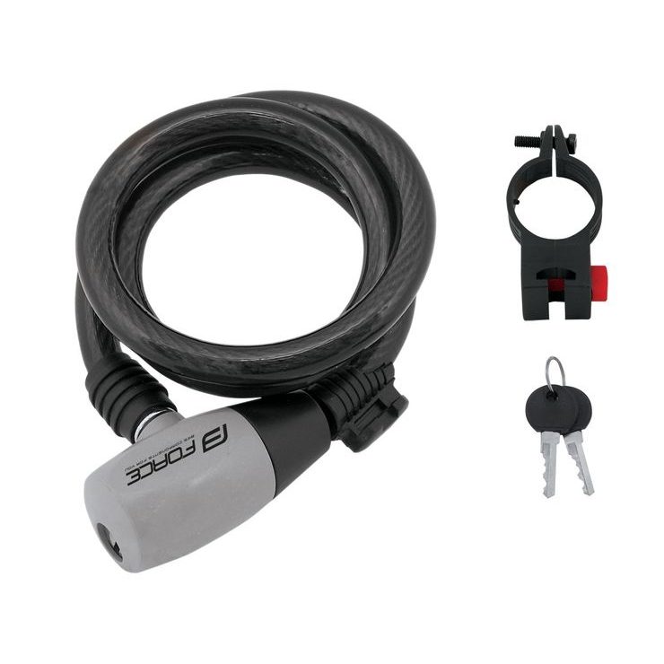 FORCE RON spiral with holder 185cm/8mm, black
