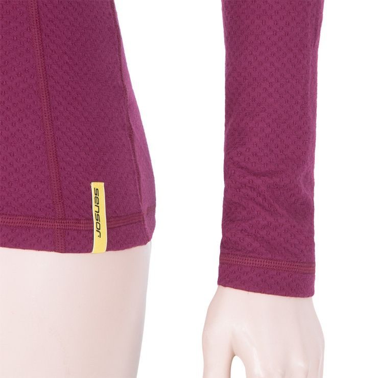SENSOR MERINO DF dámské triko dl.rukáv zip lilla